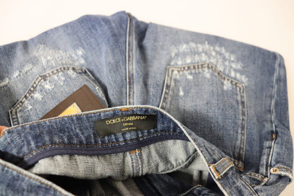 بنطلون أزرق فضفاض بخصر مرتفع