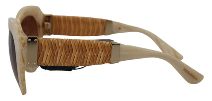 نظارة شمسية DG4294، إطار كامل من الأسيتات البيج، عدسات بنية