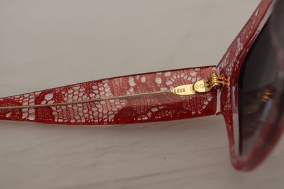 نظارات شمسية مستطيلة من أسيتات الدانتيل الأحمر DG4231