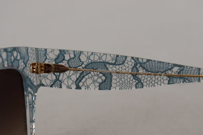 نظارة شمسية زرقاء من الدانتيل والأسيتات الكريستالية على شكل فراشة DG4231