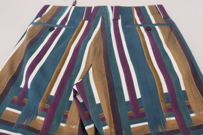 شورت قطني مطاطي مخطط متعدد الألوان