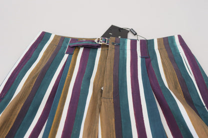 شورت قطني مطاطي مخطط متعدد الألوان