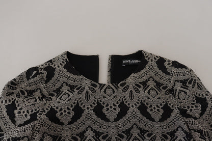 فستان ضيق من الجاكار باللون الأسود والرمادي