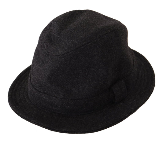 Grå Fedora Trilby Cappello Hat med Jomfruuldslogo