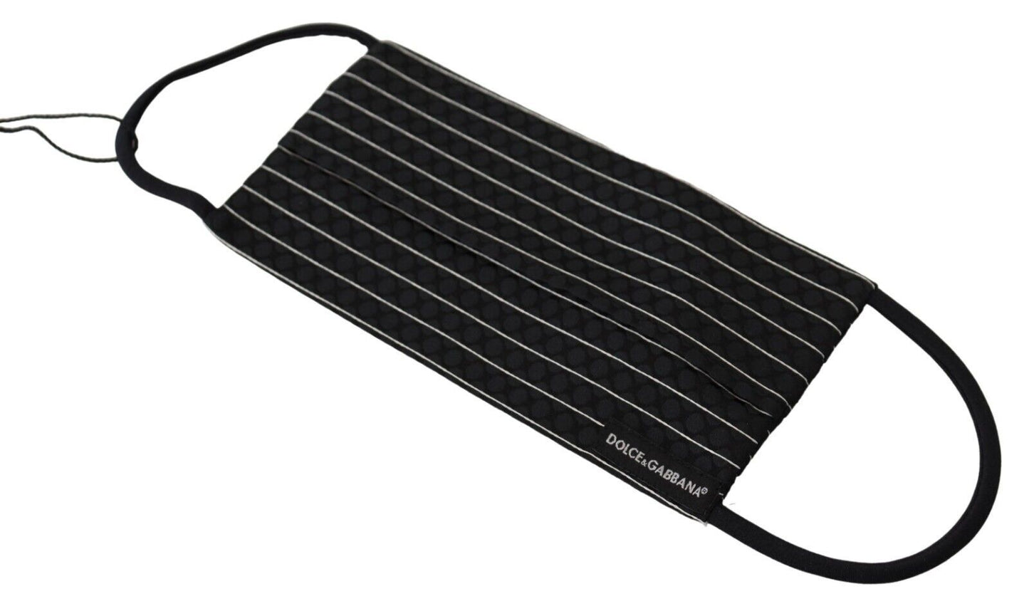 قناع وجه بشريط أذن مرن بخطوط سوداء وبيضاء، مقاس واحد