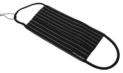 قناع وجه بشريط أذن مرن بخطوط سوداء وبيضاء، مقاس واحد