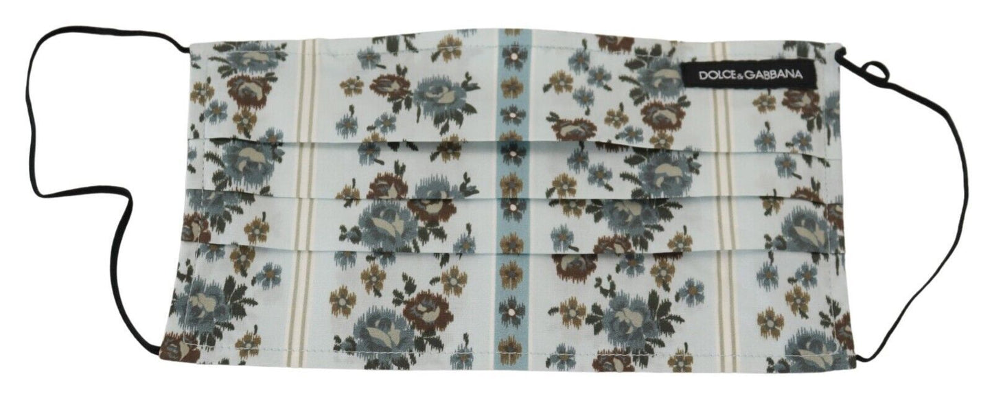 قناع وجه أبيض مزهر من القطن بحزام أذن مرن