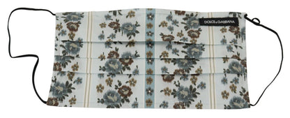 قناع وجه أبيض مزهر من القطن بحزام أذن مرن