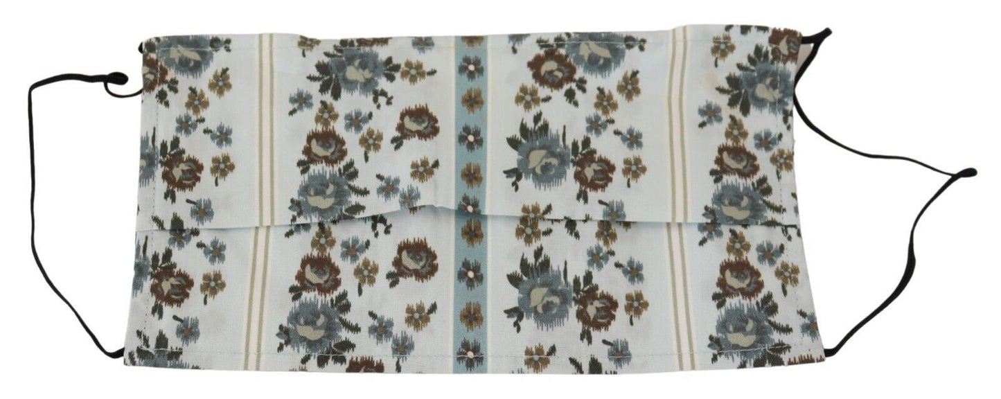 قناع وجه أبيض مزهر من القطن بحزام أذن مرن