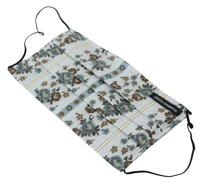 قناع وجه أبيض مزهر من القطن بحزام أذن مرن