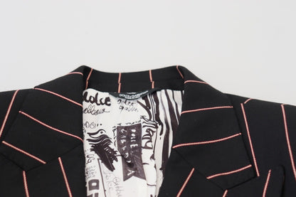 بليزر مزدوج الصدر من الفيسكوز بخطوط سوداء