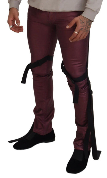 بنطلون جينز رجالي كاجوال من القطن الأرجواني