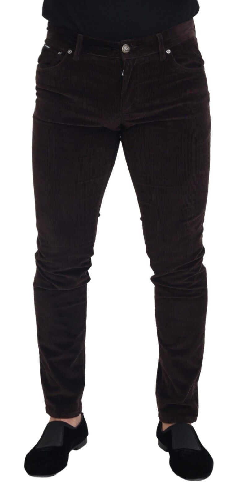 بنطلون رجالي كاجوال من قماش مخملي بني