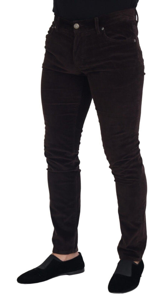 بنطلون رجالي كاجوال من قماش مخملي بني