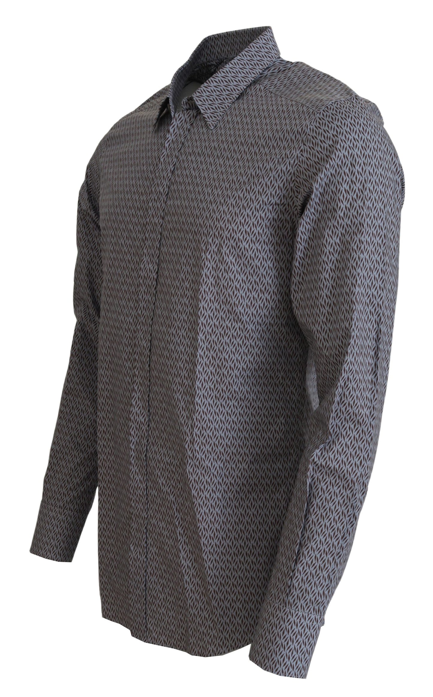 قميص رسمي ضيق باللون الرمادي والبني والذهبي