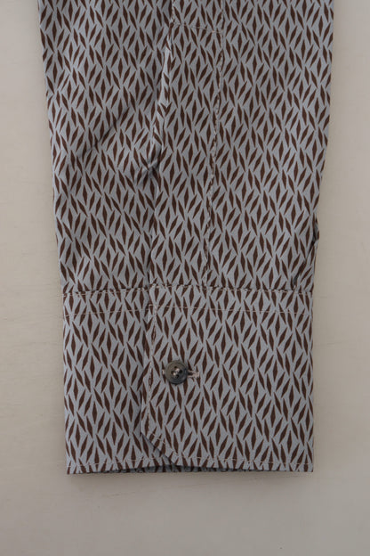 قميص رسمي ضيق باللون الرمادي والبني والذهبي