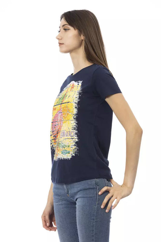 Blå bomulds-T-shirt til kvinder