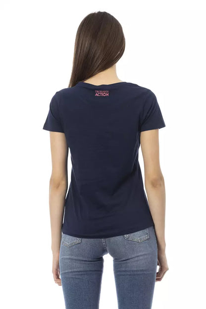 Blå bomulds-T-shirt til kvinder