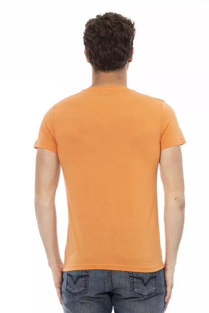 Orange bomulds T-shirt med V-hals til mænd
