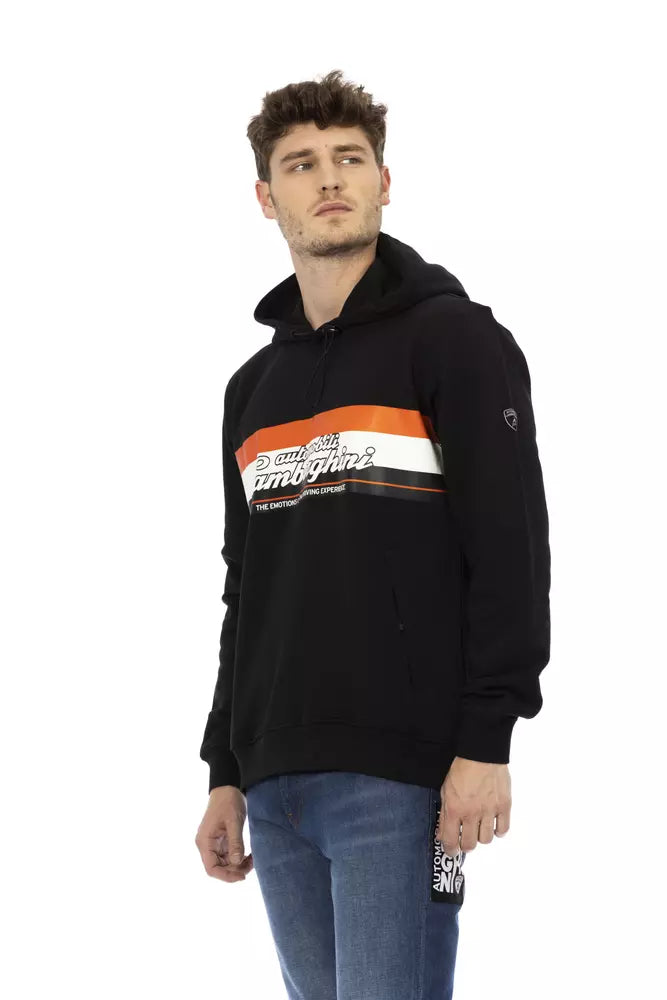 Black Cotton Men's Hooded Sweater
