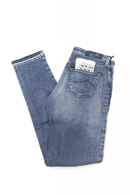 Blå bomulds slim jeans til kvinder