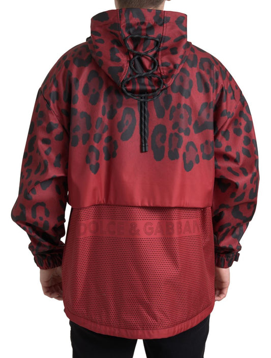 Rød leopard hættetrøje med regnfrakke