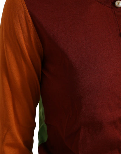 سترة كارديجان من الحرير متعدد الألوان بياقة دائرية