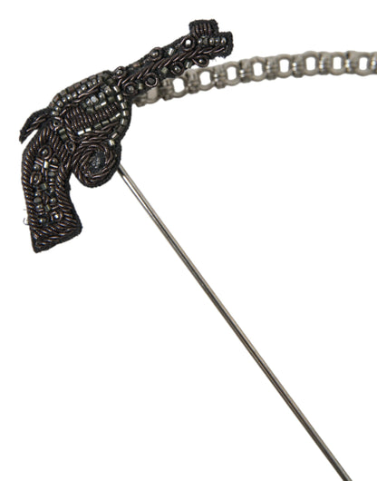 Messing Kobber Silke Revolver Pistol Herre Broche Reversnål