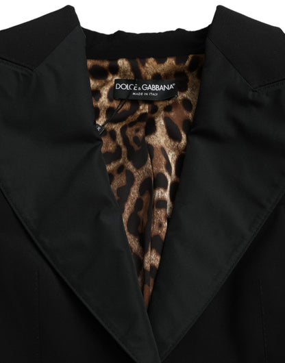 جاكيت قصير بأكمام منفوخة من البوليستر باللون الأسود