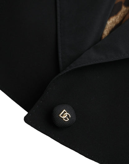 جاكيت قصير بأكمام منفوخة من البوليستر باللون الأسود