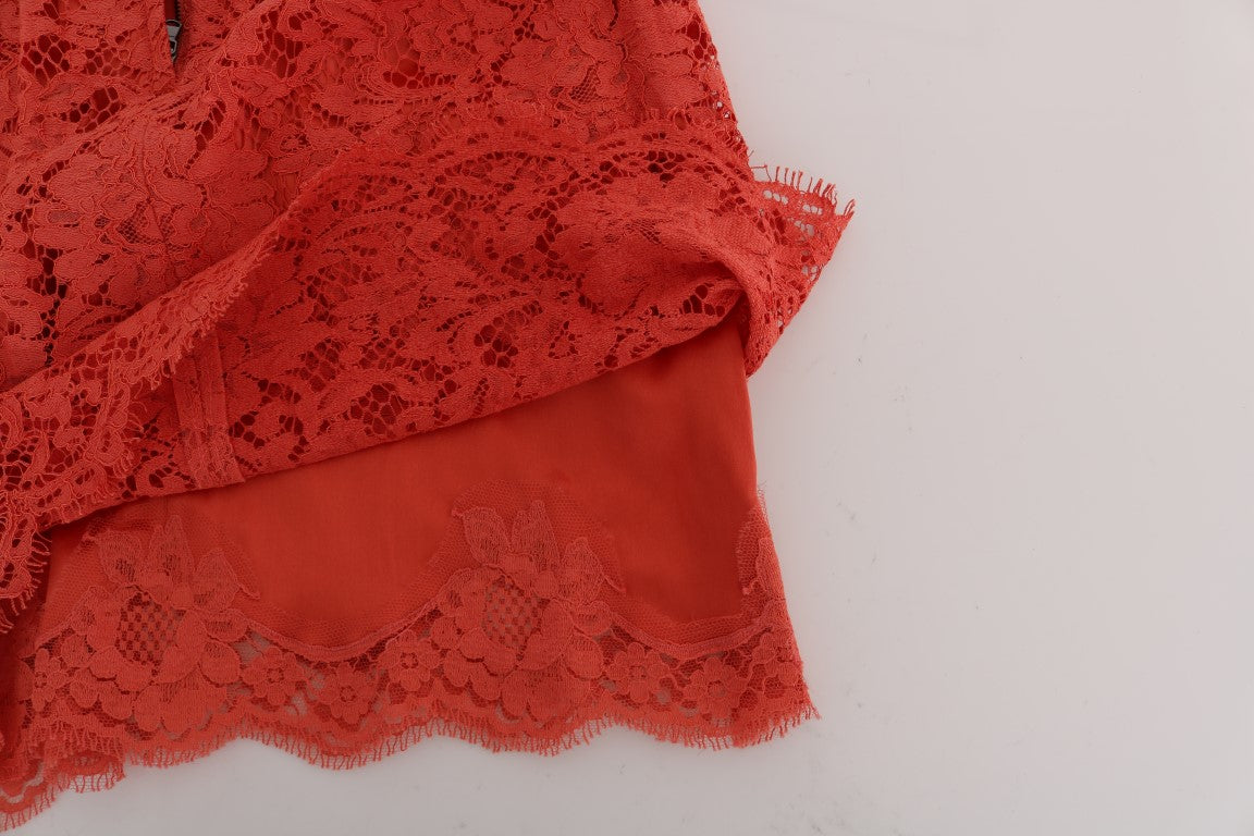 تنورة دانتيل مكرامية برتقالية