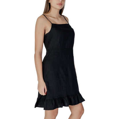 Black Linen Midi Dress