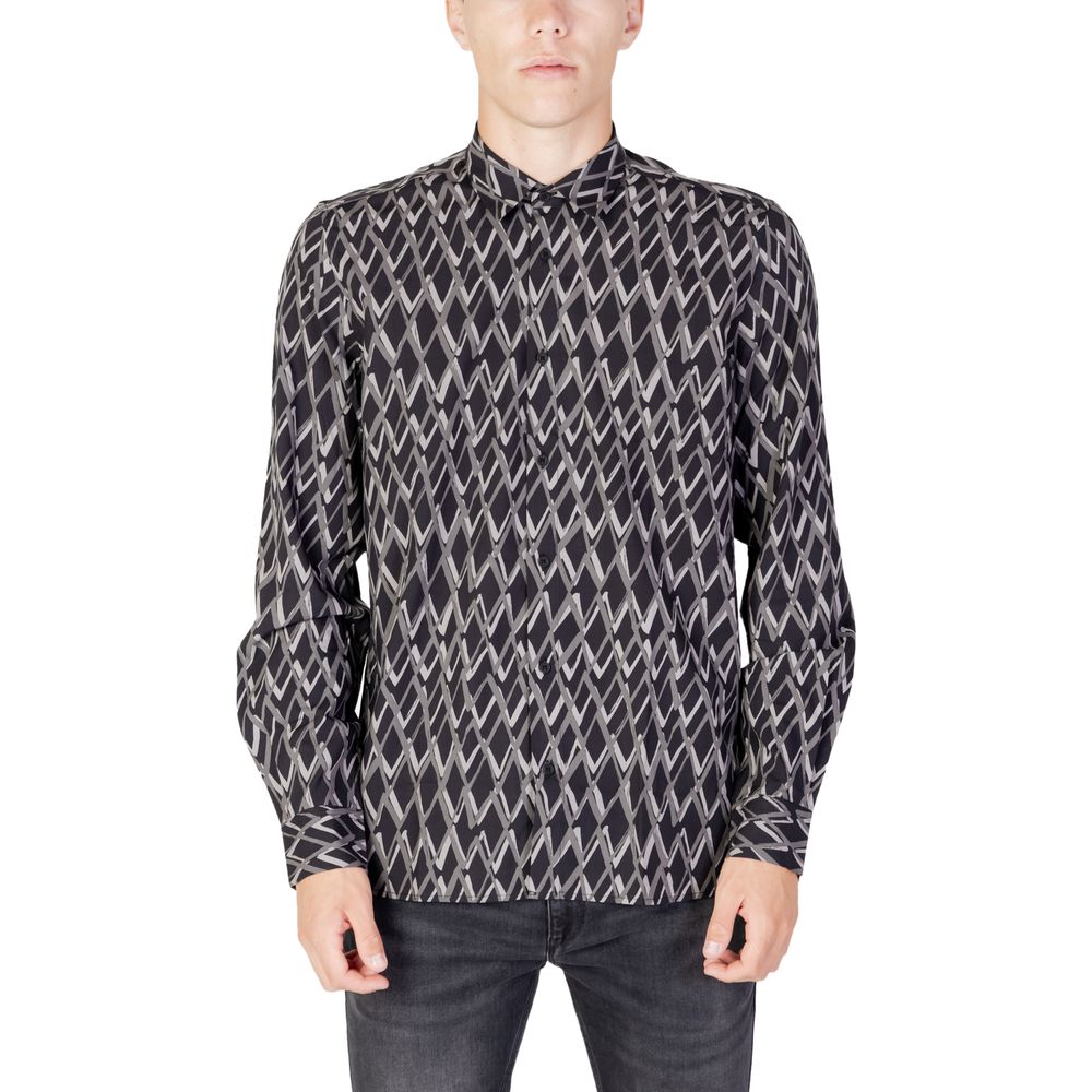 Black Cotton Pattern Shirt
