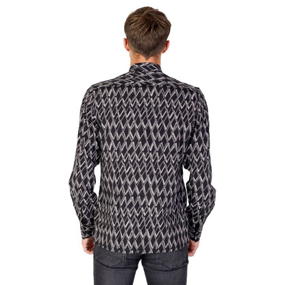 Black Cotton Pattern Shirt