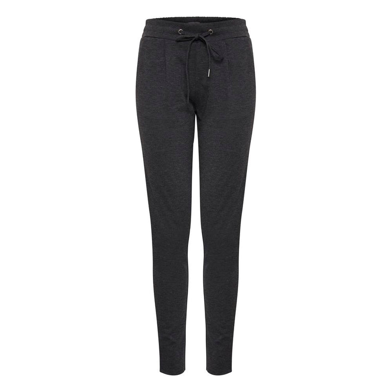 Gray Polyester Casual Pants