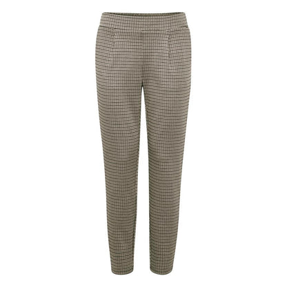 Beige Polyester Casual Pants