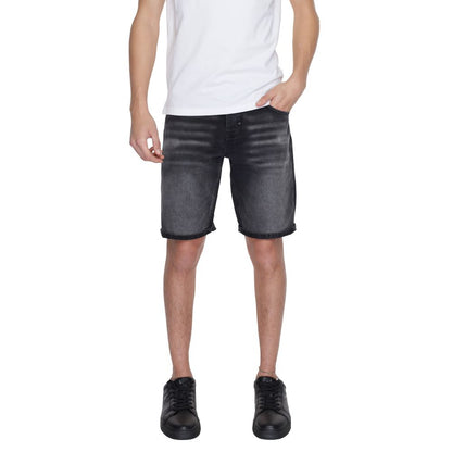 Black Cotton Bermuda Shorts