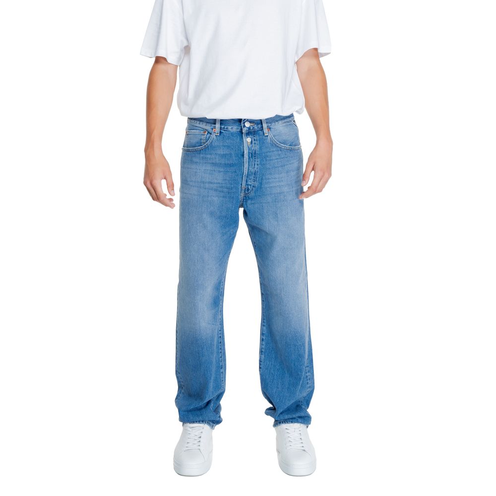 Blå bomulds relaxed fit jeans