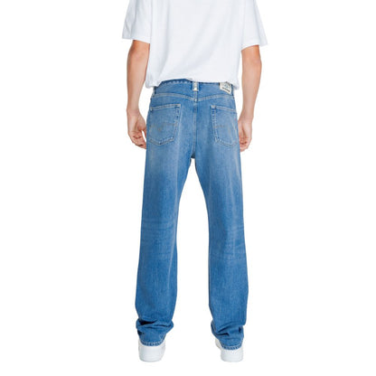 Blå bomulds relaxed fit jeans