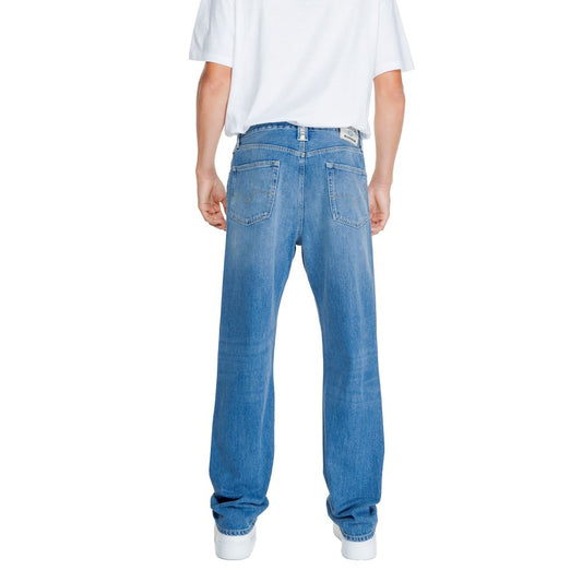 Blå bomulds relaxed fit jeans