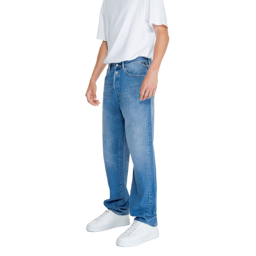 Blå bomulds relaxed fit jeans