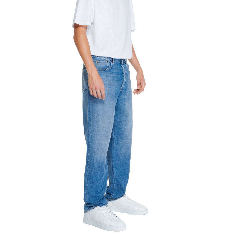 Blå bomulds relaxed fit jeans
