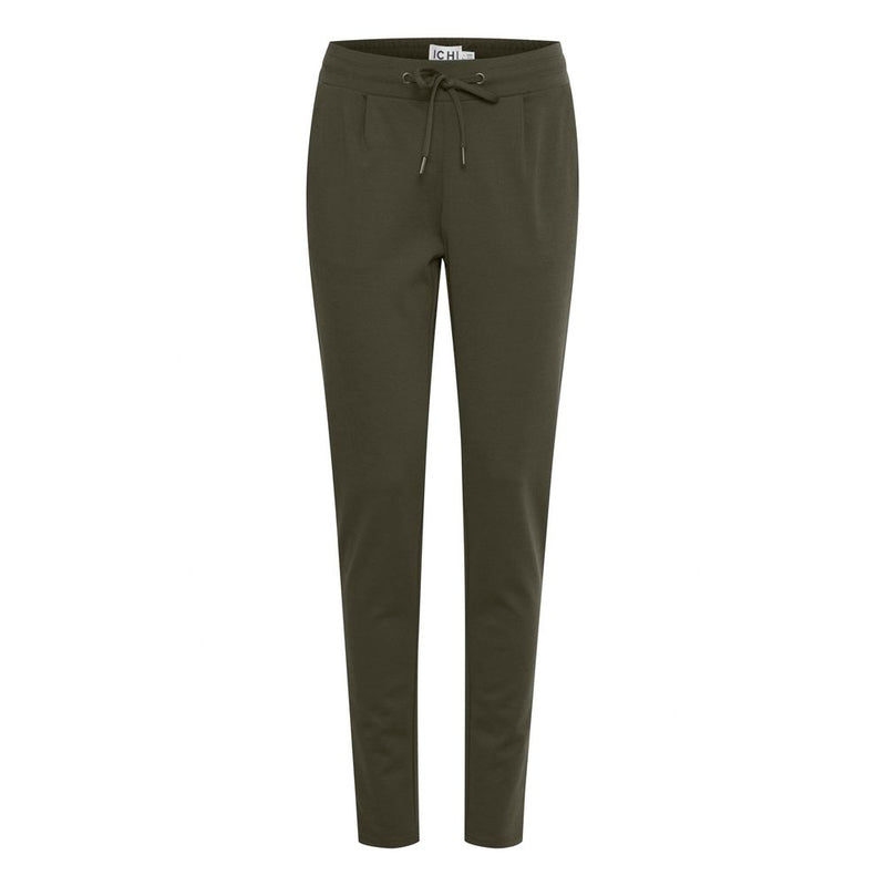 Green Polyester Casual Pants