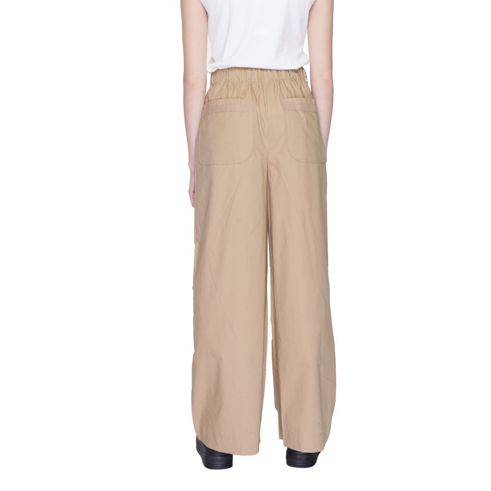 Beige Cotton Casual Pants