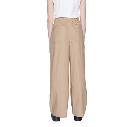 Beige Cotton Casual Pants