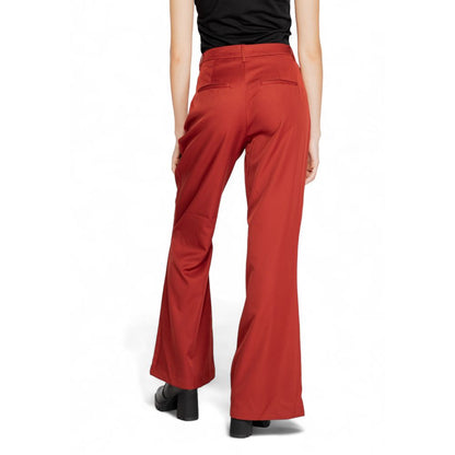 Red Polyester Flared Pants
