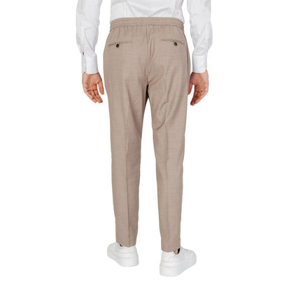 Beige Polyester Casual Pants