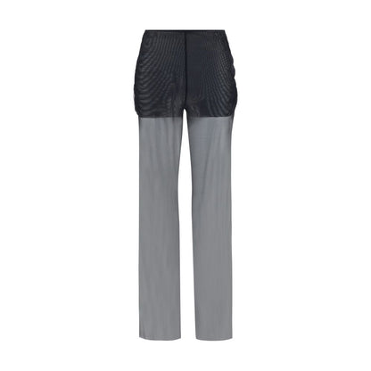 Black Polyester Casual Pants