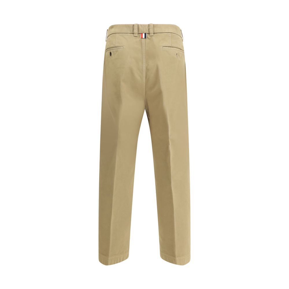 Beige Cotton Casual Pants