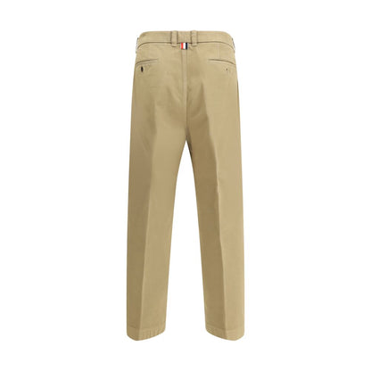 Beige Cotton Casual Pants